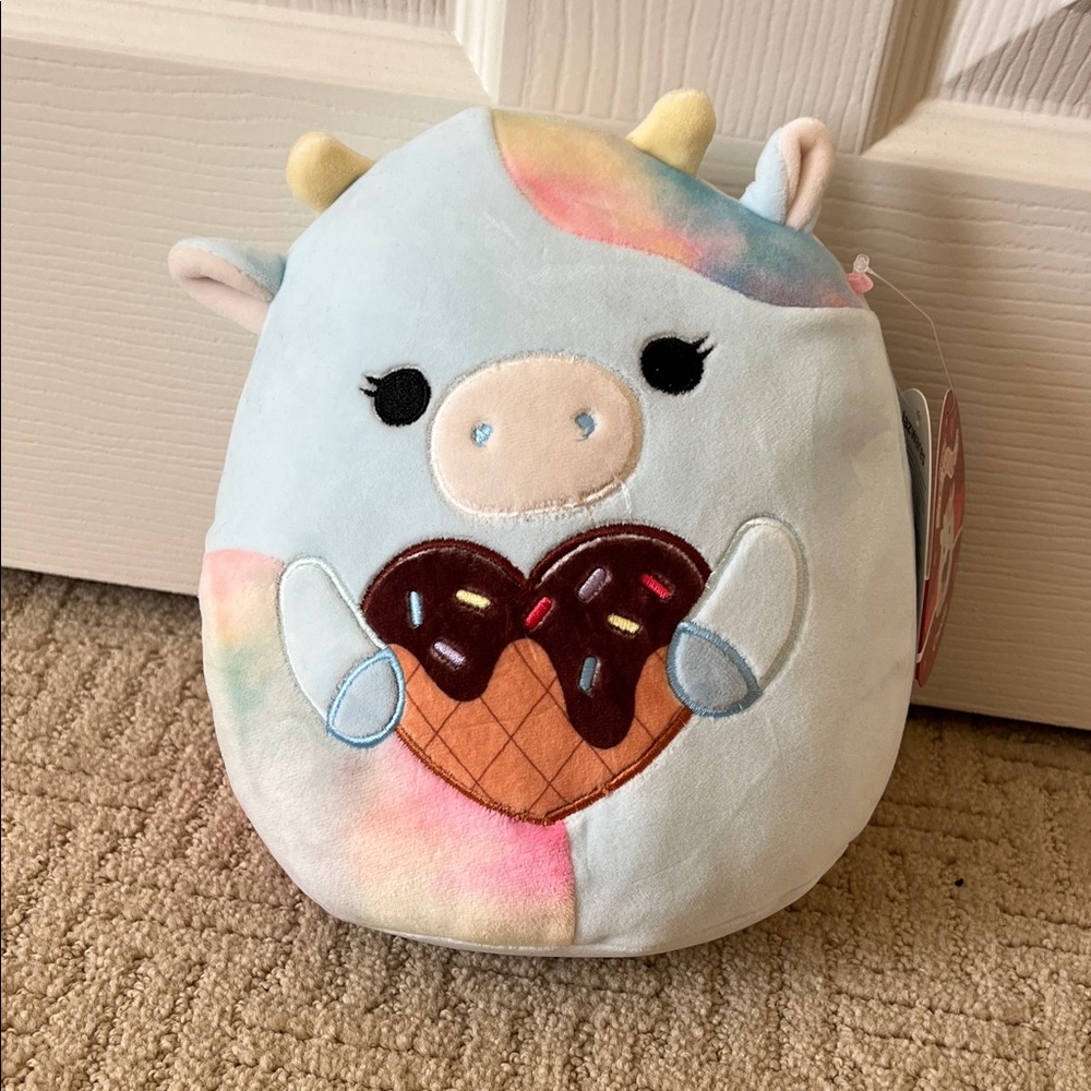 Squishmallows Pastel Cow with Heart Ice Cream